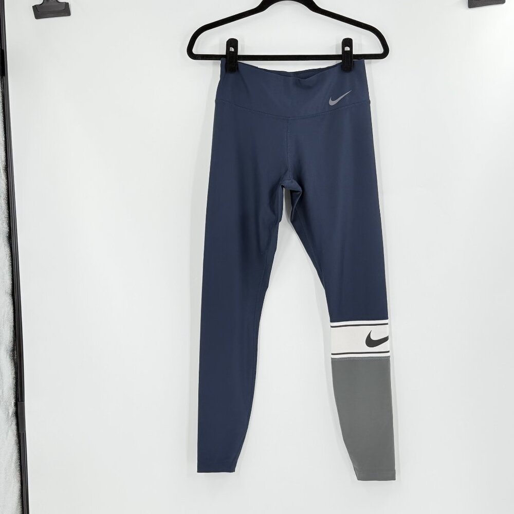 Nike Dri-Fit Womens Leggings S Blue/Gray Polyester & Spandex Stretch Activewear - Picture 1 of 11